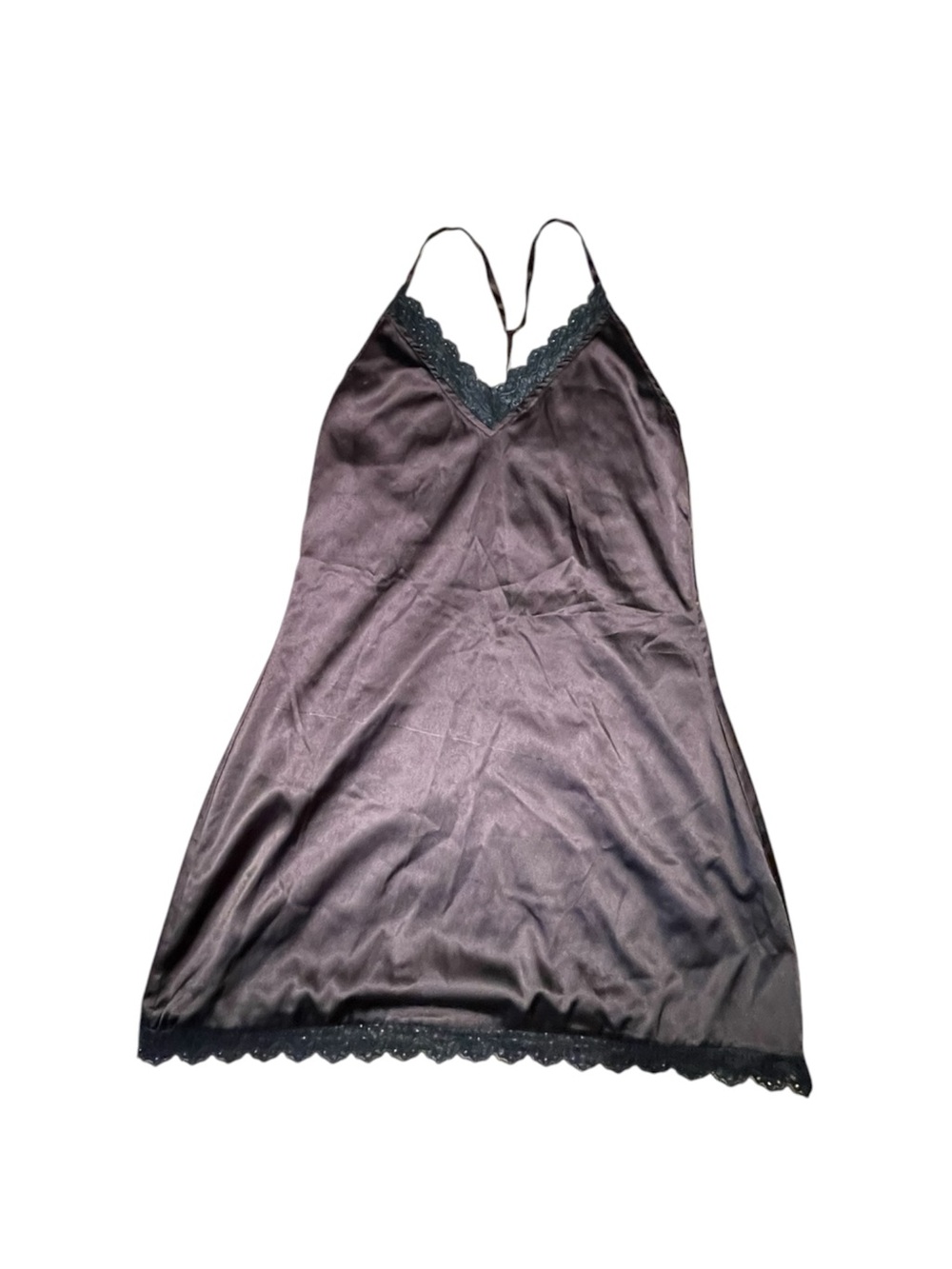 Wolf & Whistle Black Satin Mini Lace Dress Size 10 Or Medium Adjustable Strap